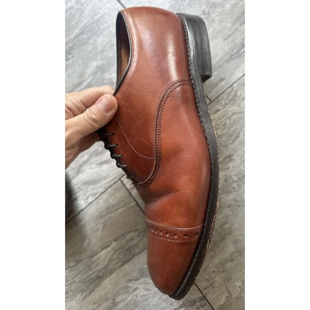 Allen Edmonds Clifton Leather 9.5 D Brown Cap Toe Oxford Dress Shoes
